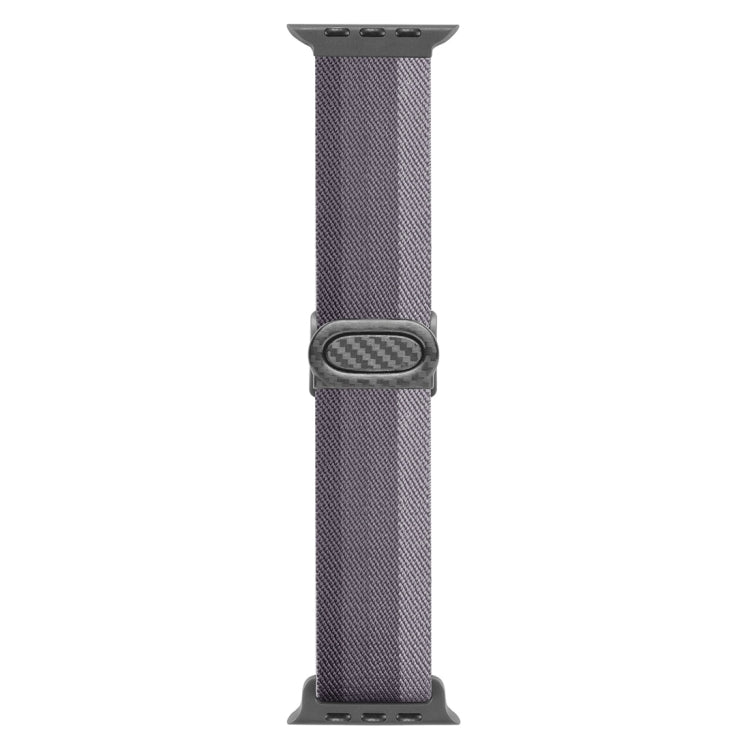 For Apple Watch Series 10 46mm Carbon Fiber Texture Snap Buckle Nylon Watch Band