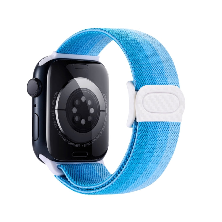 For Apple Watch Series 10 46mm Carbon Fiber Texture Snap Buckle Nylon Watch Band