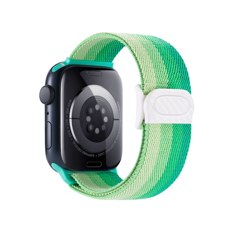 For Apple Watch Series 10 46mm Carbon Fiber Texture Snap Buckle Nylon Watch Band