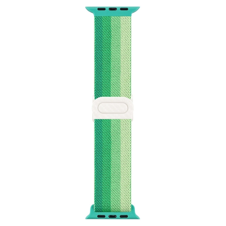 For Apple Watch Series 10 46mm Carbon Fiber Texture Snap Buckle Nylon Watch Band