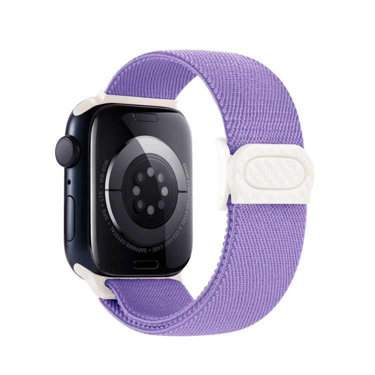 For Apple Watch Series 10 46mm Carbon Fiber Texture Snap Buckle Nylon Watch Band