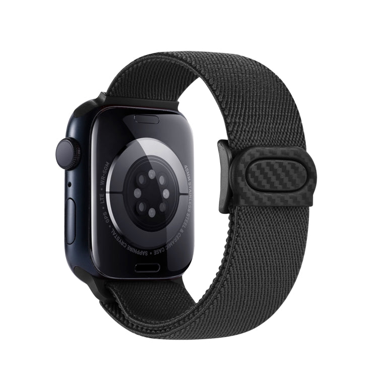 For Apple Watch Series 10 42mm Carbon Fiber Texture Snap Buckle Nylon Watch Band