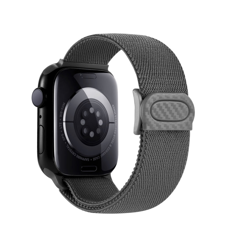 For Apple Watch Series 10 42mm Carbon Fiber Texture Snap Buckle Nylon Watch Band