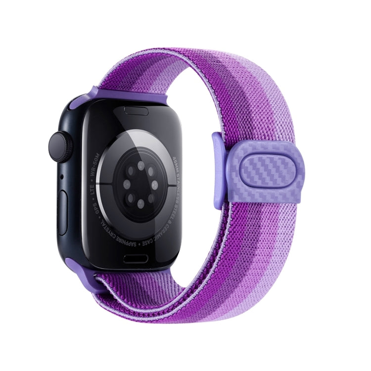 For Apple Watch Series 10 42mm Carbon Fiber Texture Snap Buckle Nylon Watch Band
