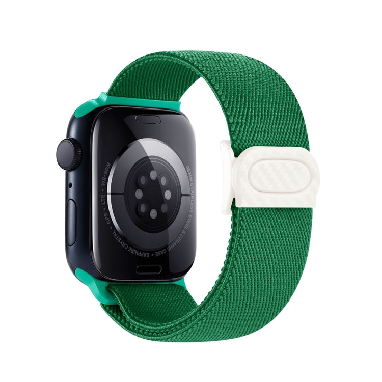 For Apple Watch Series 10 42mm Carbon Fiber Texture Snap Buckle Nylon Watch Band