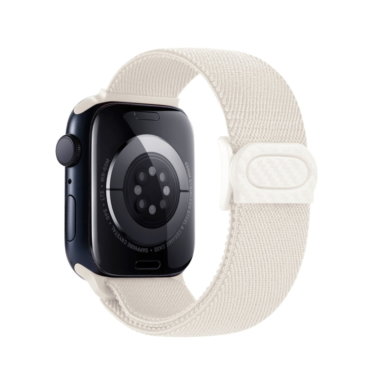 For Apple Watch Series 10 42mm Carbon Fiber Texture Snap Buckle Nylon Watch Band