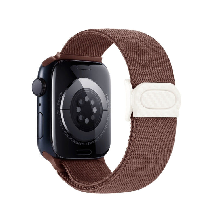 For Apple Watch Series 10 42mm Carbon Fiber Texture Snap Buckle Nylon Watch Band