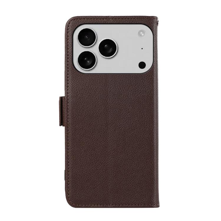 For iPhone 17 Pro ABEEL Side-Magnetic Litchi Pattern Leather RFID Phone Case