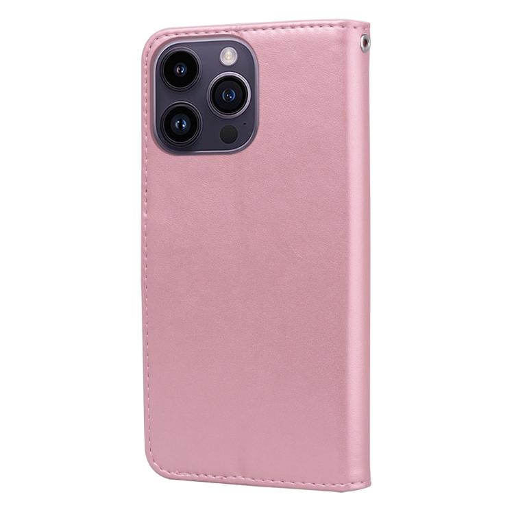 For iPhone 16 Pro Rose Embossed Flip PU Leather Phone Case