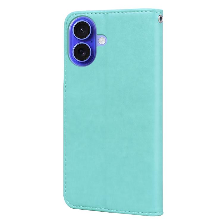 For iPhone 16 Plus Rose Embossed Flip PU Leather Phone Case