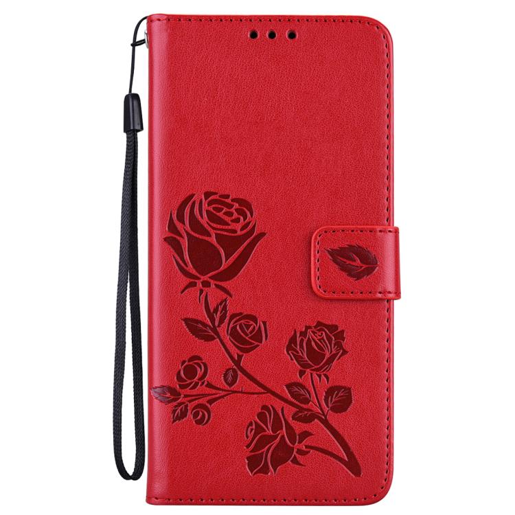 For iPhone 16 Rose Embossed Flip PU Leather Phone Case