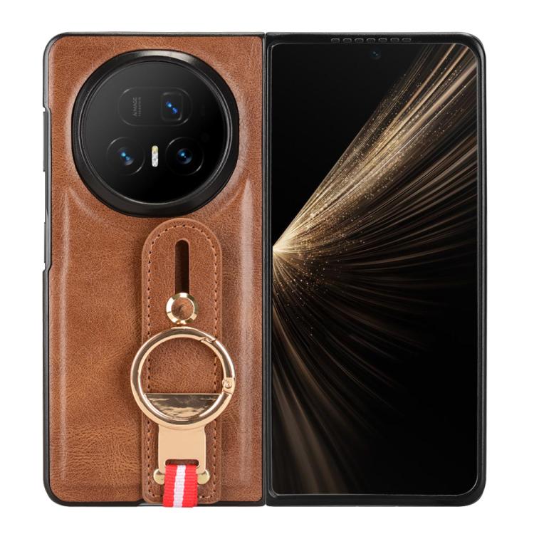 For Honor Magic V5 Wristband Leather Back Phone Case