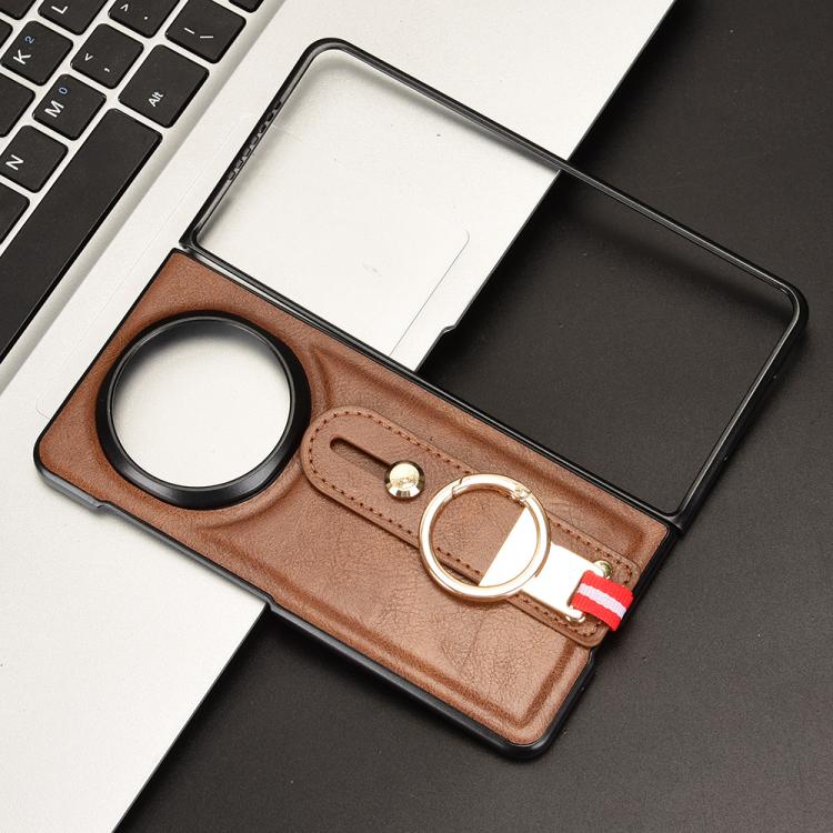 For Honor Magic V5 Wristband Leather Back Phone Case