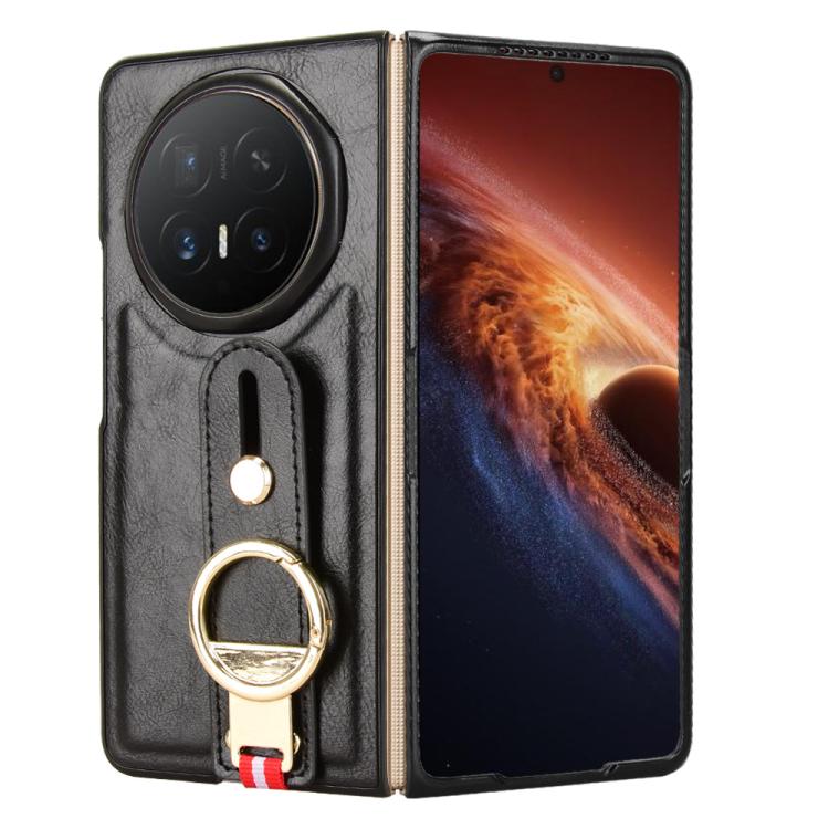 For Honor Magic V6 Wristband Leather Back Phone Case