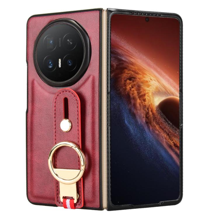 For Honor Magic V6 Wristband Leather Back Phone Case
