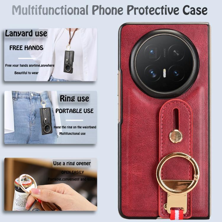 For Honor Magic V6 Wristband Leather Back Phone Case