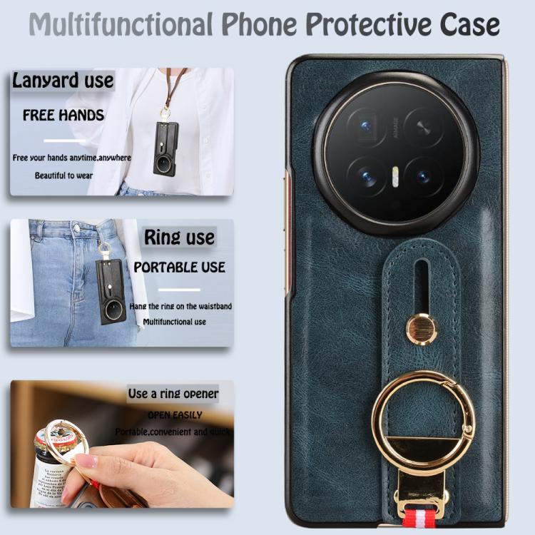 For Honor Magic V6 Wristband Leather Back Phone Case