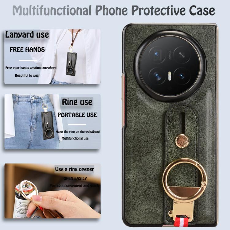 For Honor Magic V6 Wristband Leather Back Phone Case