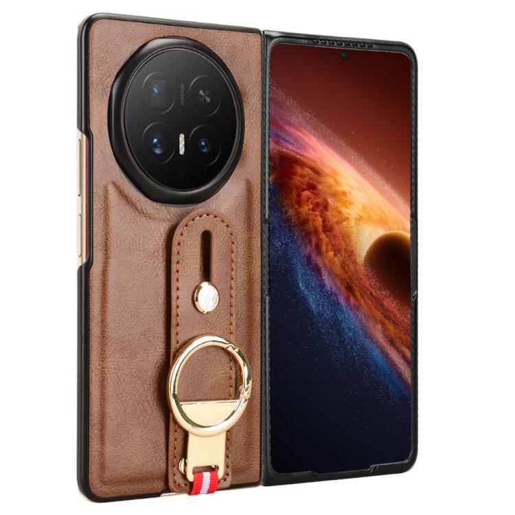 For Honor Magic V6 Wristband Leather Back Phone Case