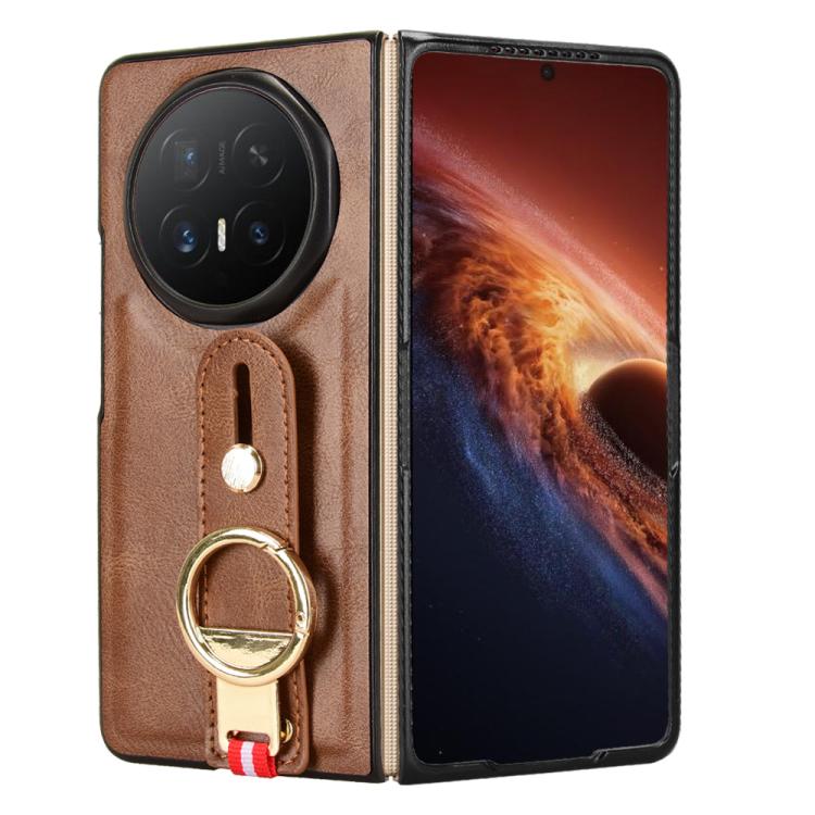 For Honor Magic V6 Wristband Leather Back Phone Case