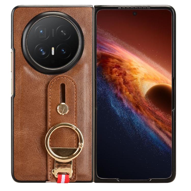 For Honor Magic V6 Wristband Leather Back Phone Case
