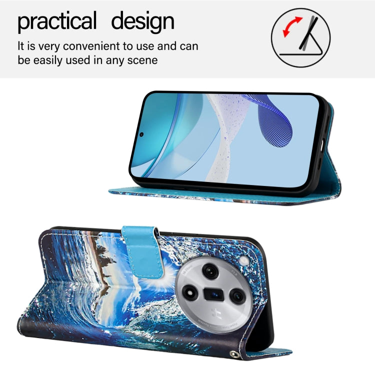 For OPPO Find X7 Colored Drawing Pattern Plain Weave Leather Phone Case