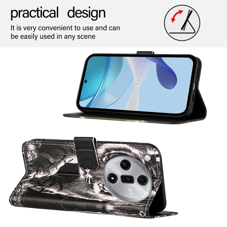 For OPPO Find X7 Colored Drawing Pattern Plain Weave Leather Phone Case