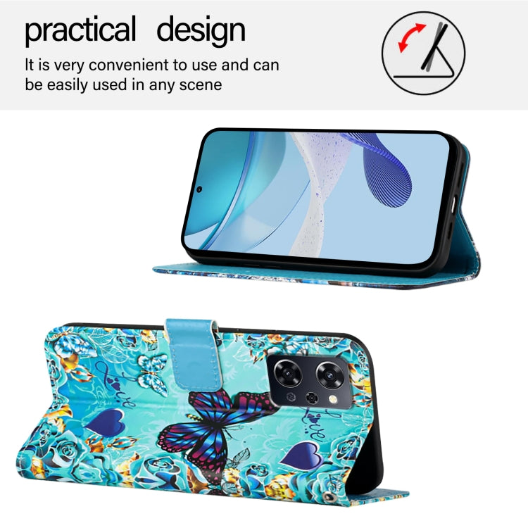 For OPPO Reno9 A JP Version Colored Drawing Pattern Plain Weave Leather Phone Case