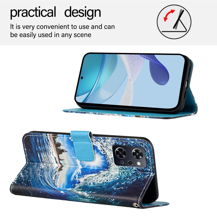 For OPPO Reno9 A JP Version Colored Drawing Pattern Plain Weave Leather Phone Case