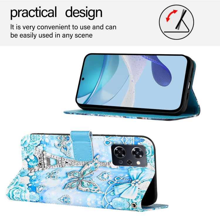 For OPPO Reno9 A JP Version Colored Drawing Pattern Plain Weave Leather Phone Case