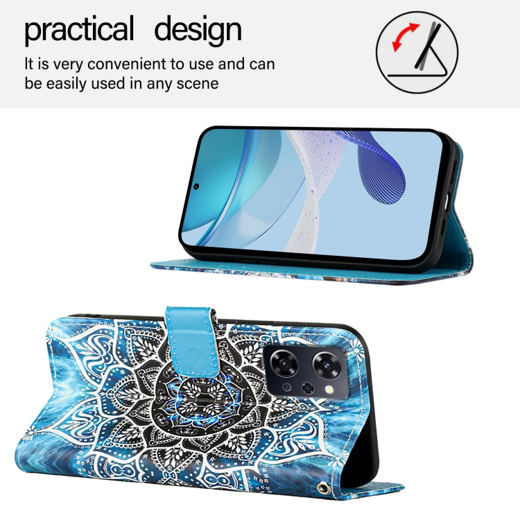 For OPPO Reno9 A JP Version Colored Drawing Pattern Plain Weave Leather Phone Case