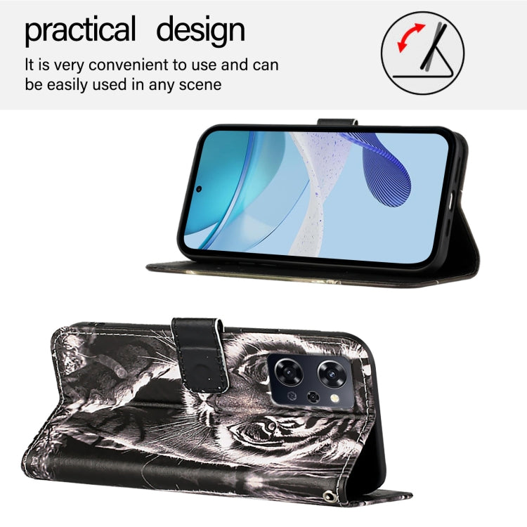 For OPPO Reno9 A JP Version Colored Drawing Pattern Plain Weave Leather Phone Case