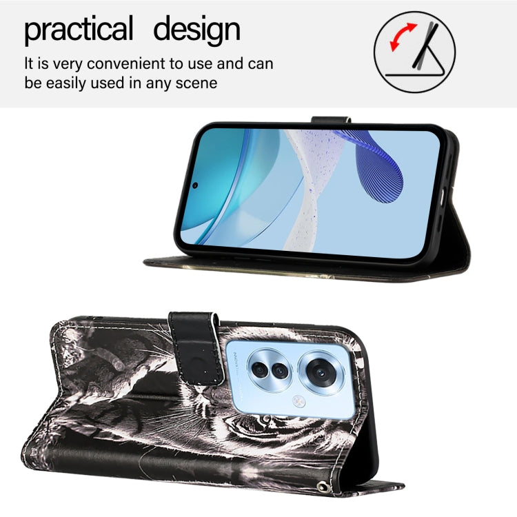 For OPPO Reno 11F 5G Global Colored Drawing Pattern Plain Weave Leather Phone Case