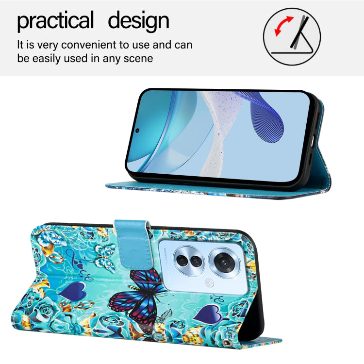 For OPPO F25 Pro 5G India Colored Drawing Pattern Plain Weave Leather Phone Case
