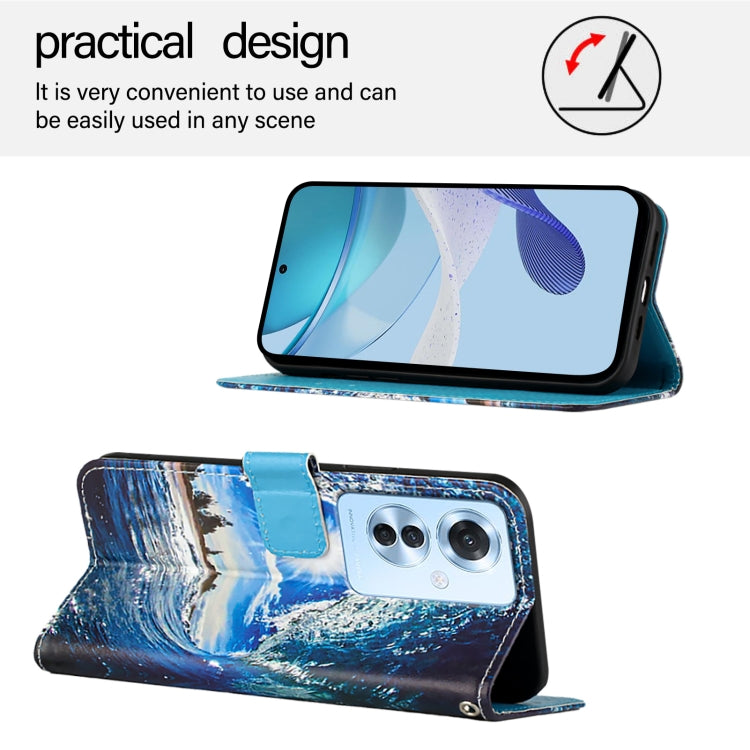 For OPPO F25 Pro 5G India Colored Drawing Pattern Plain Weave Leather Phone Case