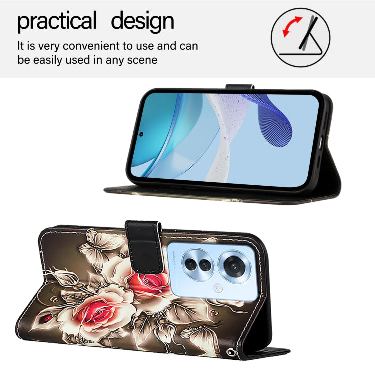 For OPPO F25 Pro 5G India Colored Drawing Pattern Plain Weave Leather Phone Case