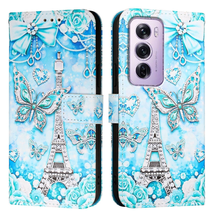 For OPPO Reno12 Pro Global Colored Drawing Pattern Plain Weave Leather Phone Case