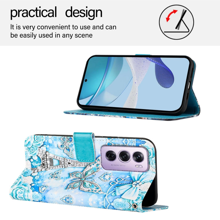 For OPPO Reno12 Pro Global Colored Drawing Pattern Plain Weave Leather Phone Case