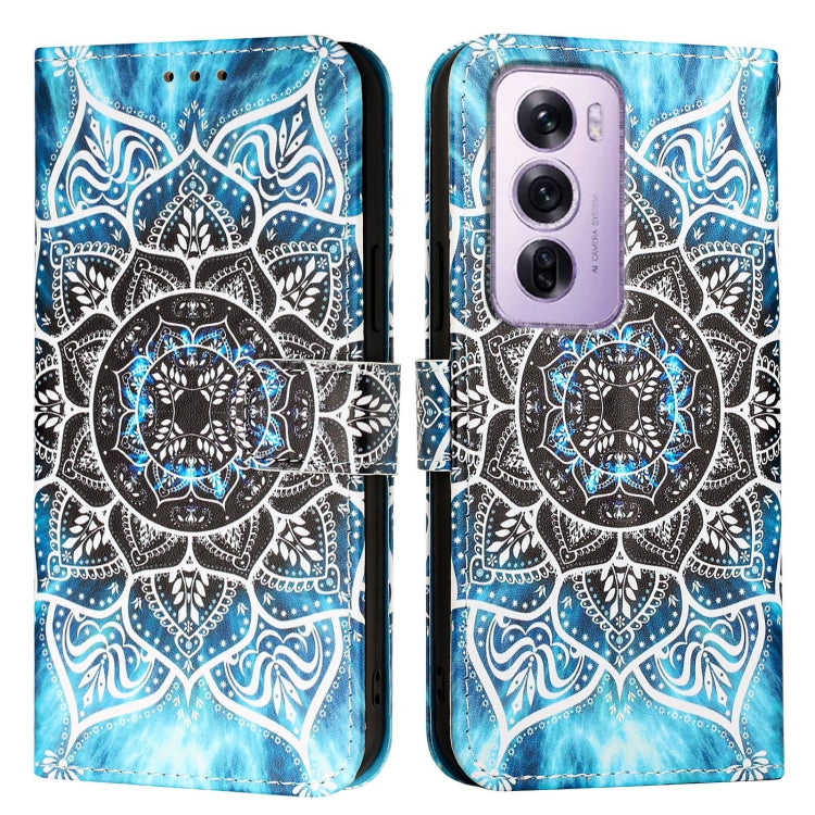 For OPPO Reno12 Pro Global Colored Drawing Pattern Plain Weave Leather Phone Case
