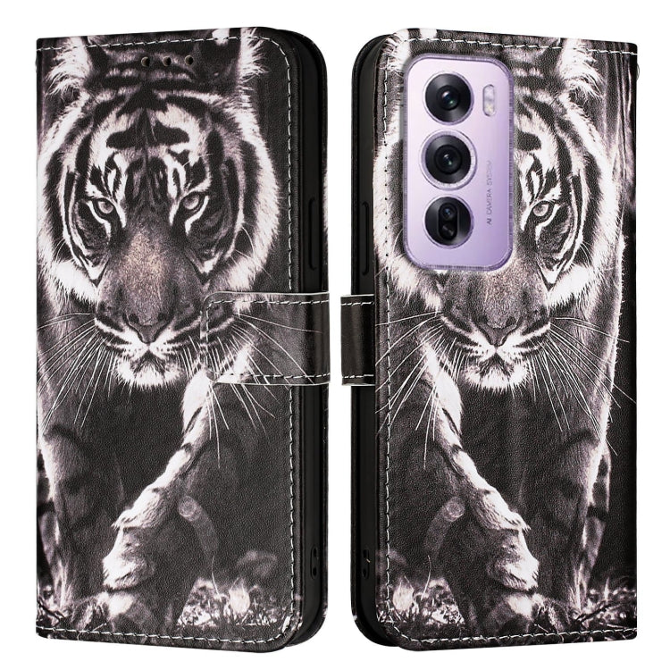 For OPPO Reno12 Pro Global Colored Drawing Pattern Plain Weave Leather Phone Case