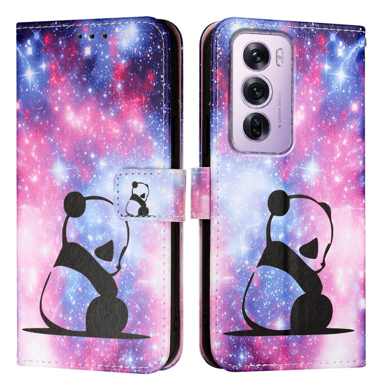 For OPPO Reno12 Pro Global Colored Drawing Pattern Plain Weave Leather Phone Case