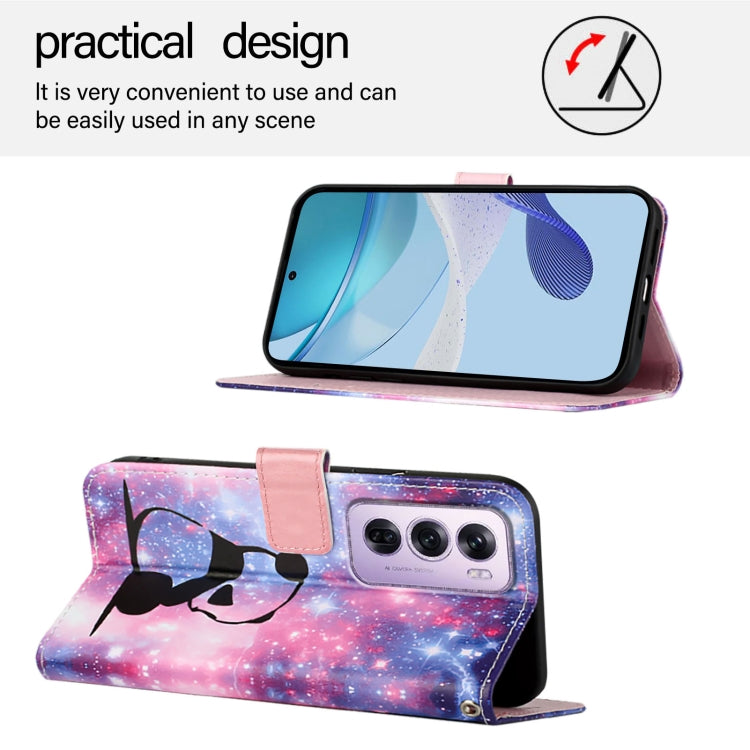 For OPPO Reno12 Pro Global Colored Drawing Pattern Plain Weave Leather Phone Case