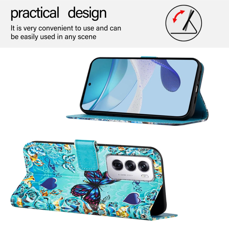 For OPPO Reno12 Global Colored Drawing Pattern Plain Weave Leather Phone Case