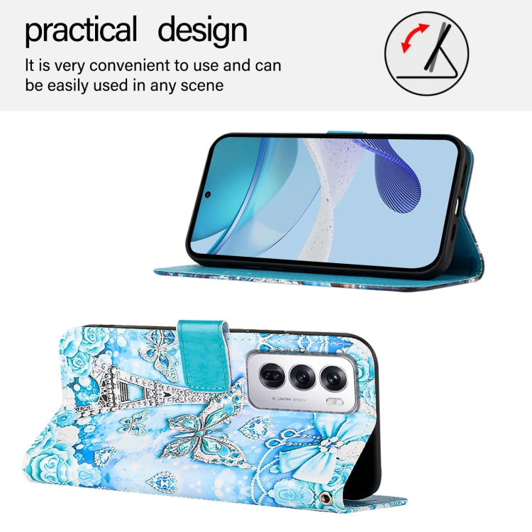 For OPPO Reno12 Global Colored Drawing Pattern Plain Weave Leather Phone Case