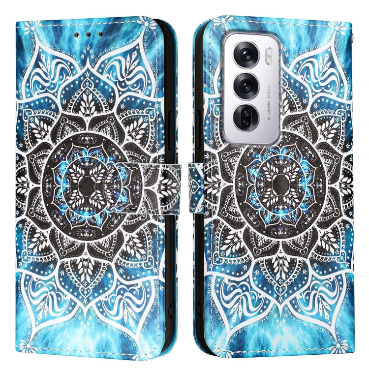 For OPPO Reno12 Global Colored Drawing Pattern Plain Weave Leather Phone Case