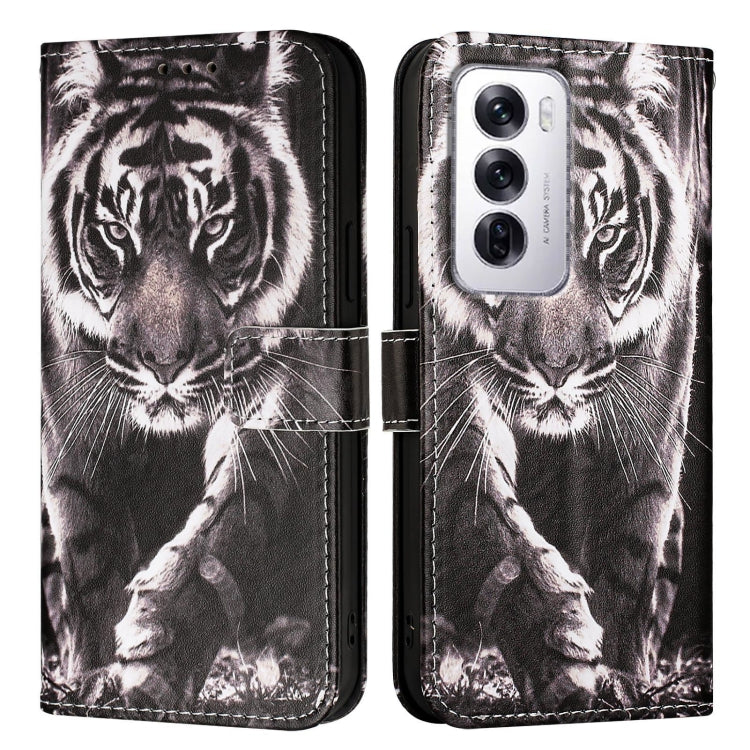 For OPPO Reno12 Global Colored Drawing Pattern Plain Weave Leather Phone Case