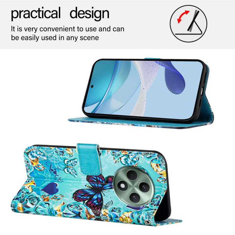 For OPPO Reno12 F Global Colored Drawing Pattern Plain Weave Leather Phone Case