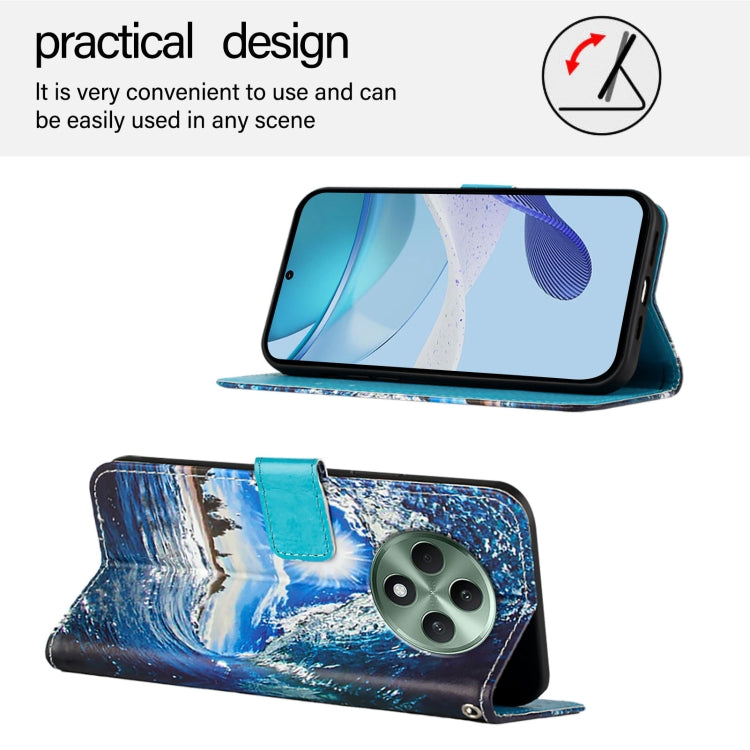 For OPPO Reno12 F Global Colored Drawing Pattern Plain Weave Leather Phone Case