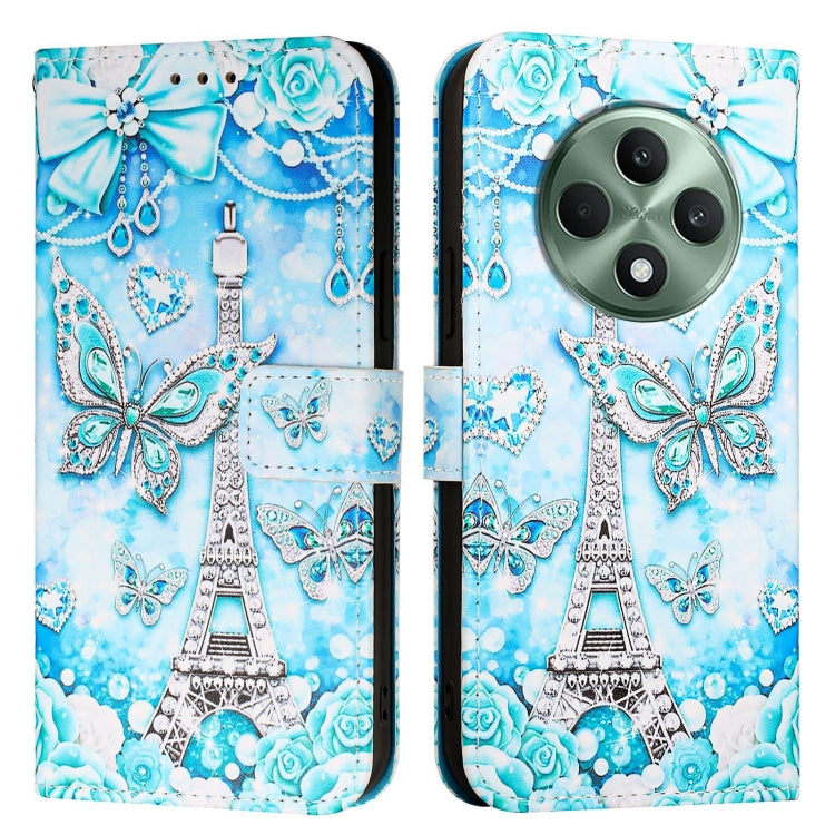For OPPO Reno12 F Global Colored Drawing Pattern Plain Weave Leather Phone Case