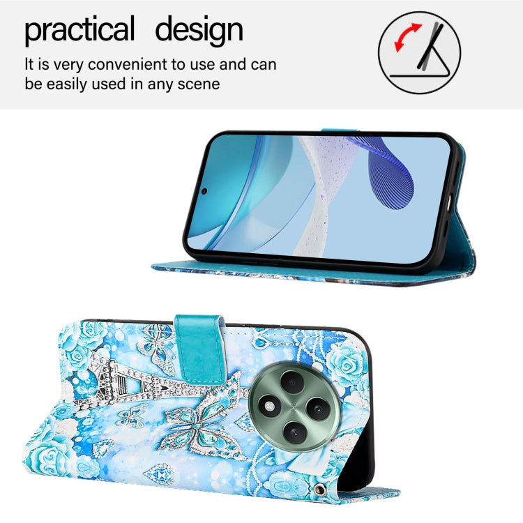 For OPPO Reno12 F Global Colored Drawing Pattern Plain Weave Leather Phone Case